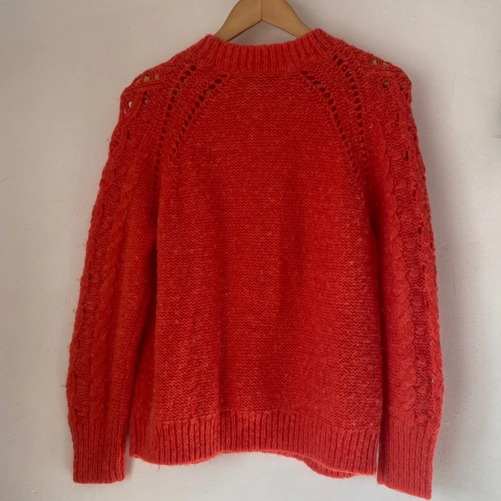 J. Crew M Cable-Knit Pointelle Sweater